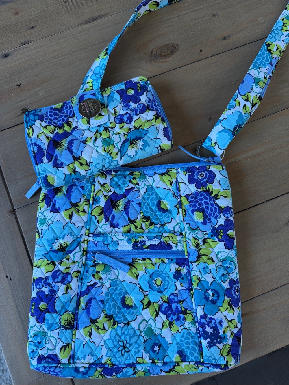 Never used Vera Bradley Blueberry Blooms Large Hipster Crossbody & Wallet Bundle